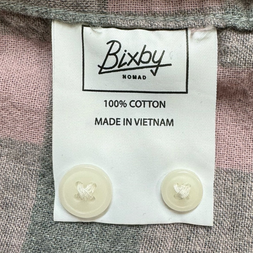 Bixby top men large 100% cotton slim fit long sleeve button down flannel pink - Picture 4 of 8